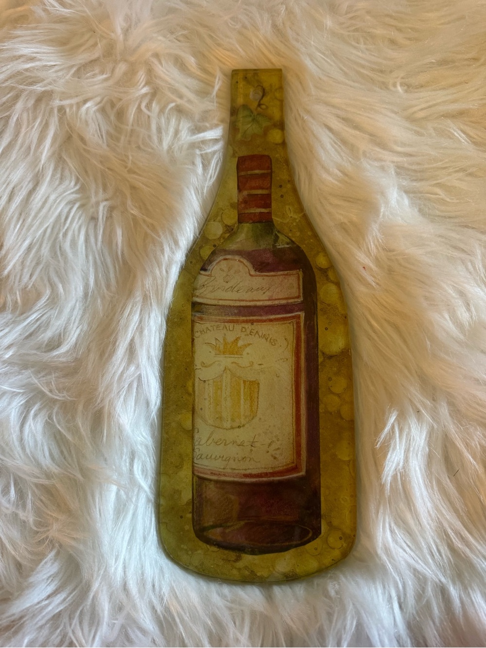 CounterArt Vineyards Wine Bottle Shaped 12-1/2" Glass Cheese Board.